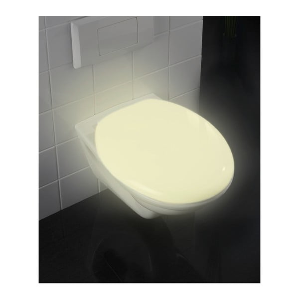 Švytinti tualeto sėdynė su lengvu uždarymu "Wenko Glow", 45,5 x 38,5 cm