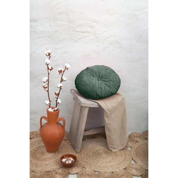 Tamsiai žalia pagalvė Linas Couture Cojin Redondo Dark Green, ⌀ 45 cm-image-1