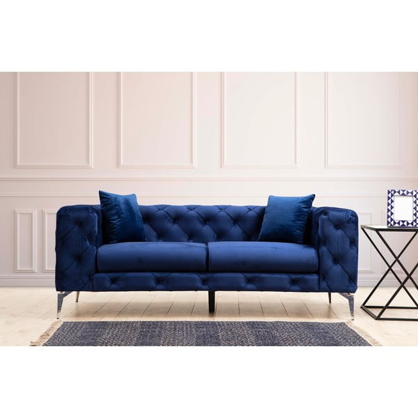 Sofa tamsiai mėlynos spalvos iš velveto 197 cm Como – Artie-image-1