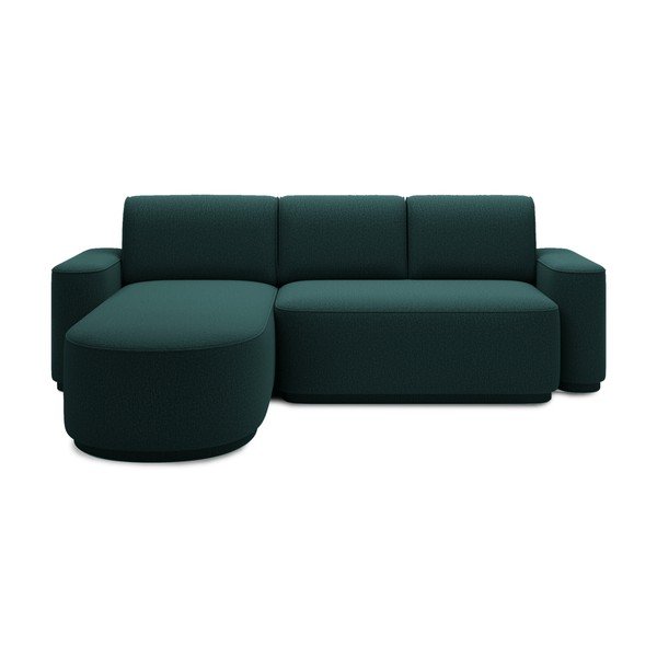 Žalios spalvos iš šenilinio audinio sulankstoma/su sandėliavimo vieta kampinė sofa (su kairiuoju kampu/su gultu) Aurumm – ELTAP