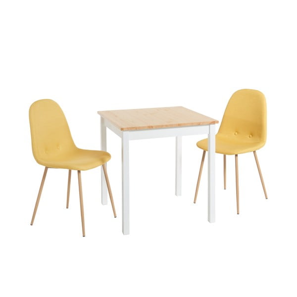 Valgomojo baldų komplektas Bonami Essentials su stalu Sydney ir geltonomis kėdėmis Lissy