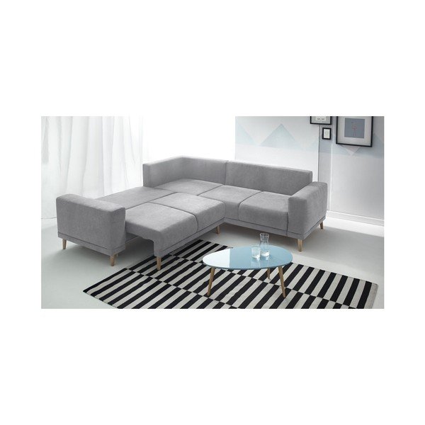 Bobochic Paris Luna pilka kampinė sofa-lova su otomanu-image-4