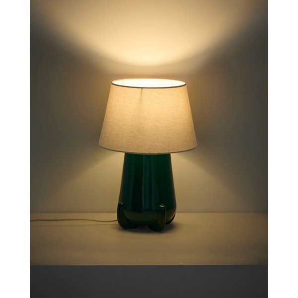 Žalios spalvos/dramblio kaulo spalvos iš keramikos stalinis šviestuvas (aukštis 45,5 cm) Odra – Kave Home-image-1