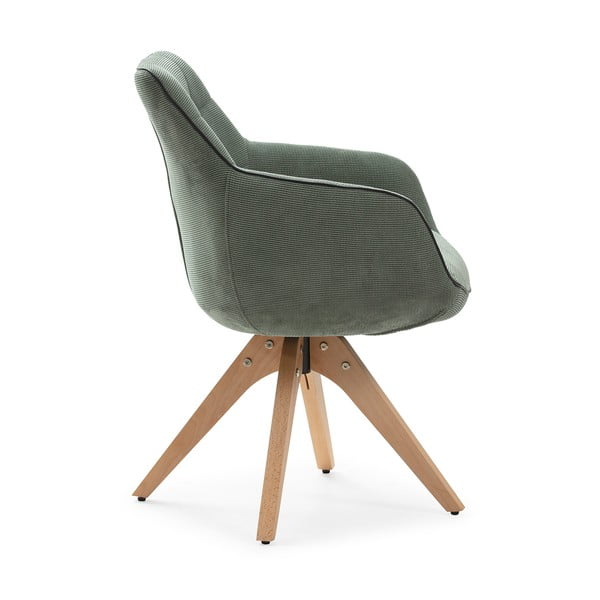 Žalios spalvos iš audinio valgomojo kėdžių komplektas su porankiais 2 vnt. Donatelo – Marckeric-image-4