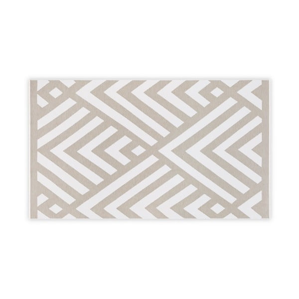 Smėlio ir baltos spalvos medvilninis vonios kilimėlis Foutastic Geometric, 100 x 180 cm