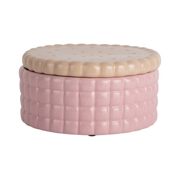 Dekoratyvinė šviesiai rožinės spalvos iš keramikos daiktadėžė ø 20x10 cm Biscuit Box – PT LIVING