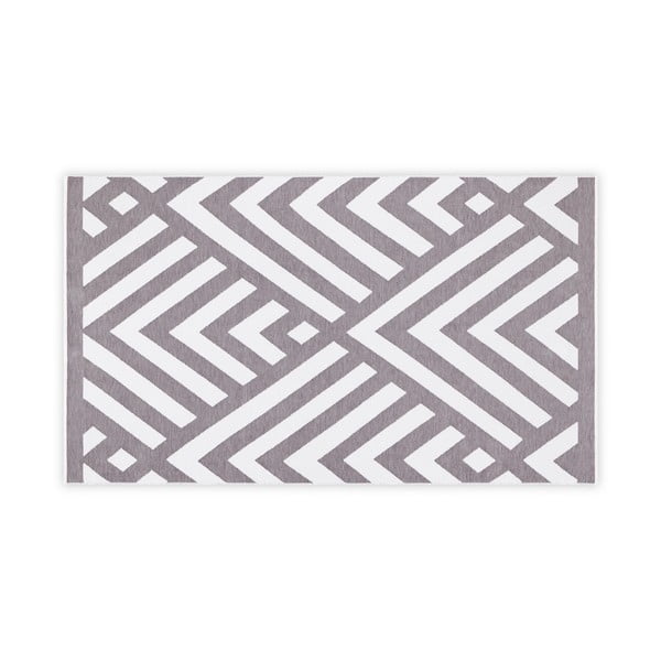 Pilkos ir baltos spalvos medvilninis vonios kilimėlis Foutastic Geometric, 100 x 180 cm