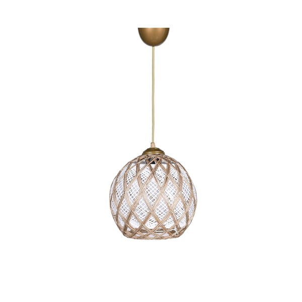 Kabantis šviestuvas baltos spalvos/smėlio spalvos ø 22 cm su tekstiliniu gaubtu – Opviq lights