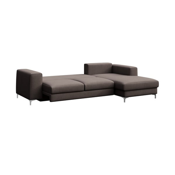 Taupe spalvos iš velveto sulankstoma/su sandėliavimo vieta kampinė sofa (su dešiniuoju kampu/su gultu) Rene – Rodier-image-3