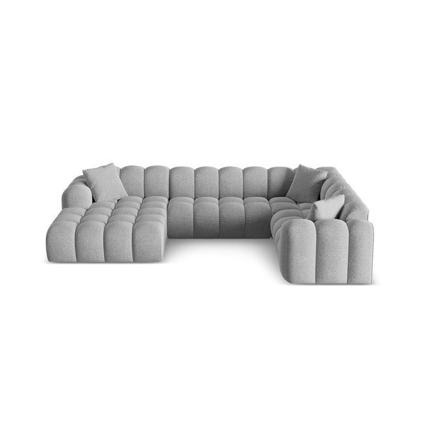 Šviesiai pilkos spalvos iš šenilinio audinio kampinė sofa (su dešiniuoju kampu/„U“ formos) Treno – Cosmopolitan Design