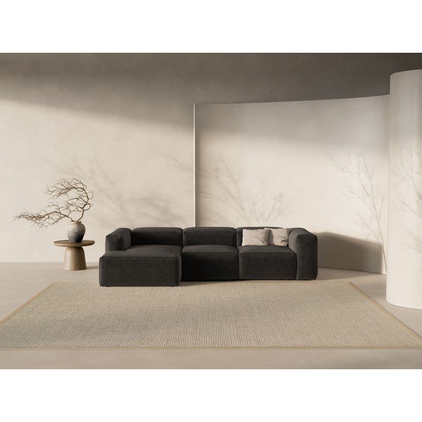 Juodos spalvos kampinė sofa (su kairiuoju kampu/su gultu) Bergamo – Cosmopolitan Design-image-1