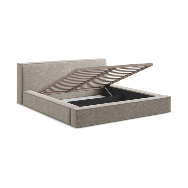 Minkšta dvigulė lova taupe spalvos su daiktadėže ir grotelėmis 160x200 cm Noho - Makamii-image-3