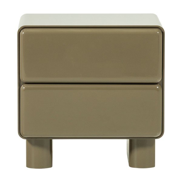 Žalios spalvos blizgus naktinis staliukas Lustra – WOOOD