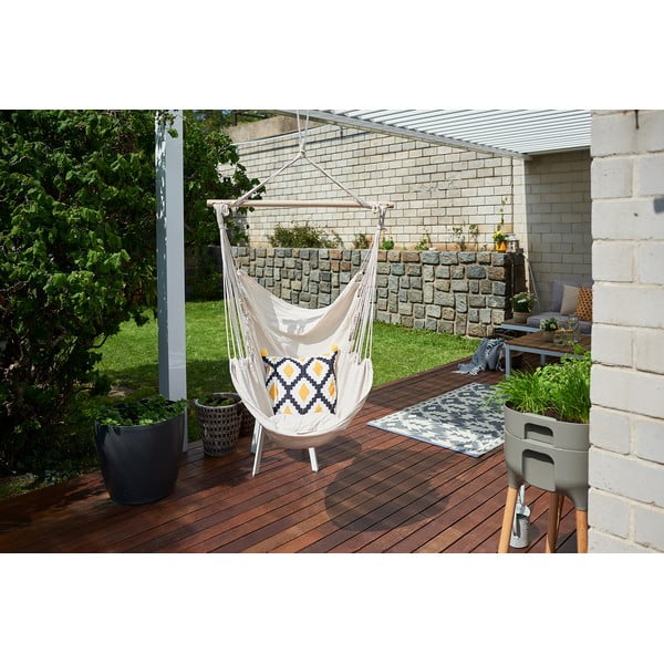 Paminkštinto audinio sodo pakabinamas krėslas kreminės spalvos Tobago – Garden Pleasure-image-4