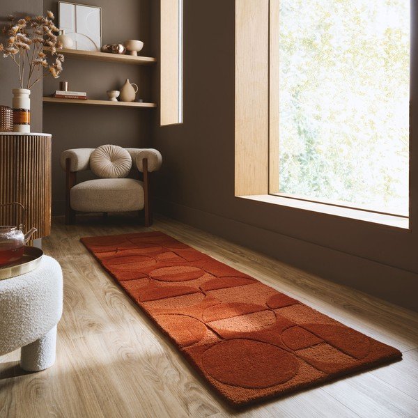 Rankų darbo terakotos spalvos iš vilnos kilimas 60x230 cm Gigi – Flair Rugs-image-1