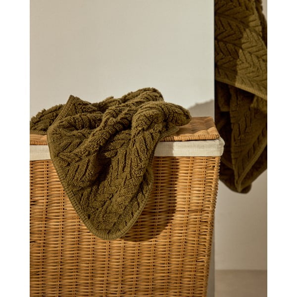 Žalios spalvos iš frote audinio iš medvilnės rankšluostis 30x50 cm Rune – Kave Home-image-4