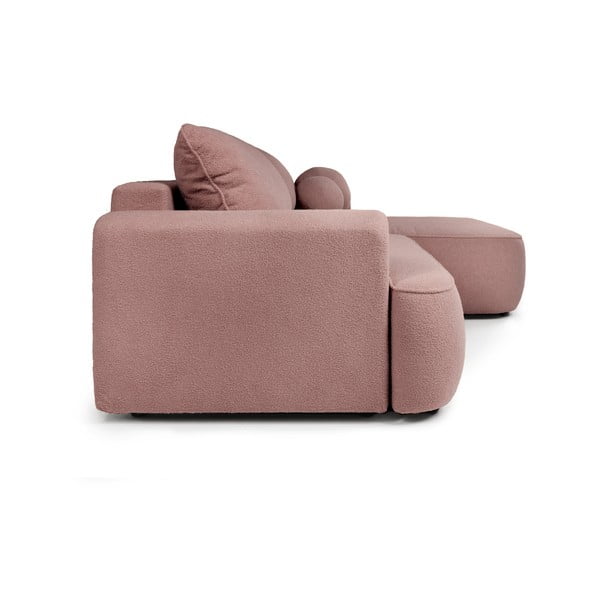 Iš boucle sulankstoma kampinė sofa šviesiai rožinės spalvos (su dešiniuoju kampu) Quinoa – Bonami Selection-image-3