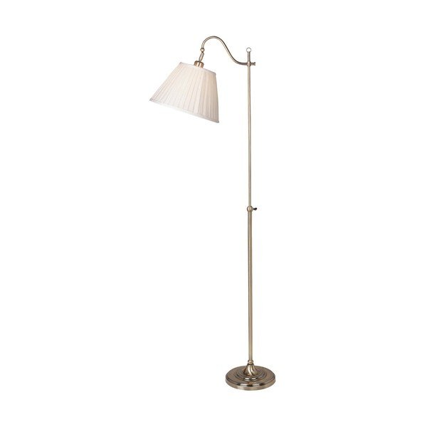 Baltos spalvos/auksinės spalvos pastatomas šviestuvas su sulankstoma konstrukcija (aukštis 167 cm) su tekstiliniu gaubtu Charleston – Markslöjd