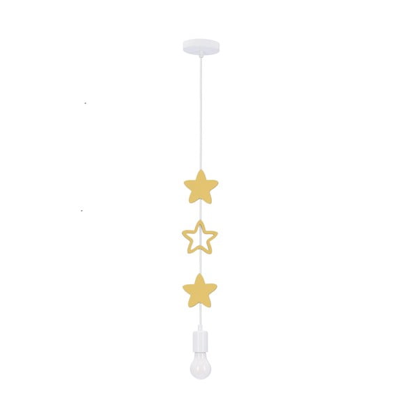 Geltonos ir baltos spalvos vaikiška lempa su metaliniu gaubtu Single - Candellux Lighting