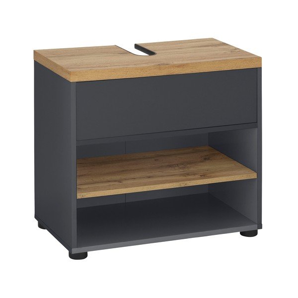 Spintelė po kriaukle antracito spalvos iš ąžuolo 60x57 cm Thessa – Støraa-image-1