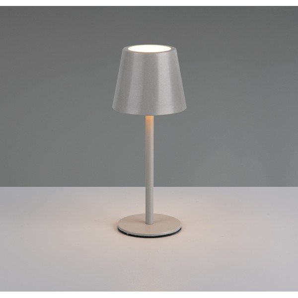 Pilkos spalvos stalinis šviestuvas LED (aukštis 21 cm) su metaliniu gaubtu Diaz – Reality-image-1