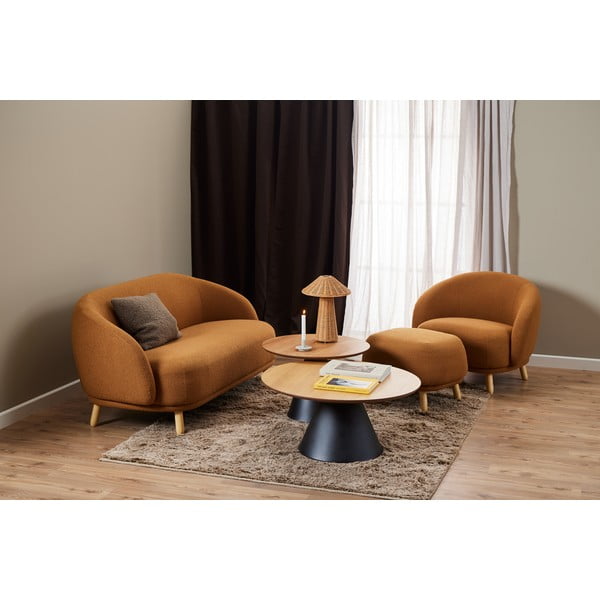 Apvalios formos kavos staliukas juodos spalvos/natūralios spalvos su ąžuolo dekoro stalviršiu ø 85 cm Soli – Actona-image-2