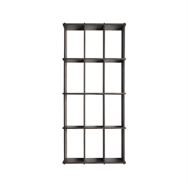 Tamsios natūralios spalvos iš uosio masyvo kelių aukštų sieninė lentyna 58 cm Grid – OYOY Living Design