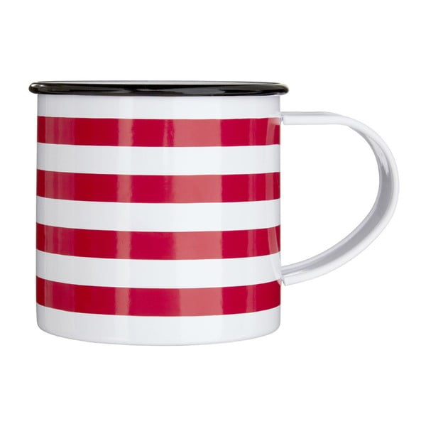 Raudonai ir baltai dryžuotas plieninis puodelis Premier Housewares, 350 ml