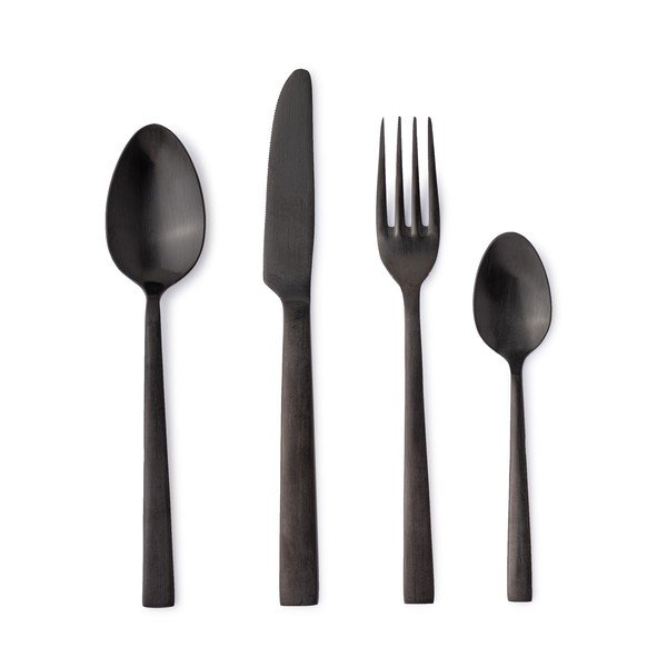 Juodos spalvos stalo įrankiai iš nerūdijančio plieno 16 vnt. 4 žmonėms Hestia – Bizzotto