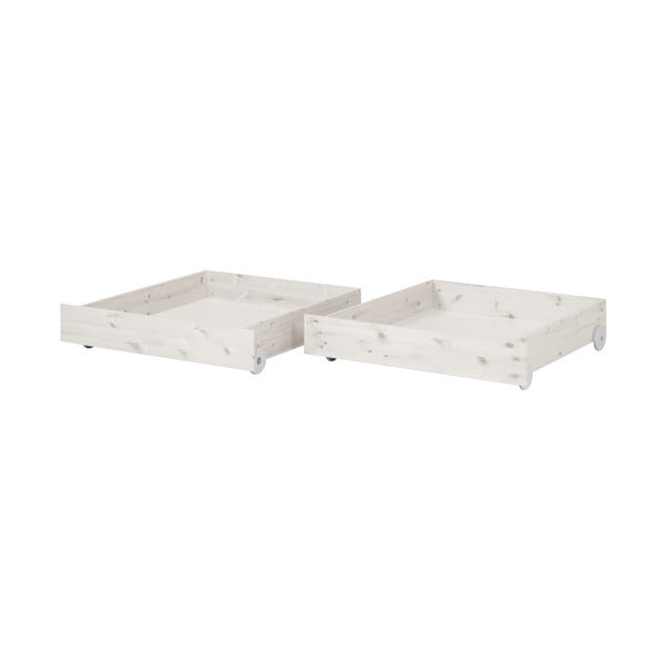 2 baltos pušies medienos stalčių rinkinys vaikiškai lovai Flexa Classic