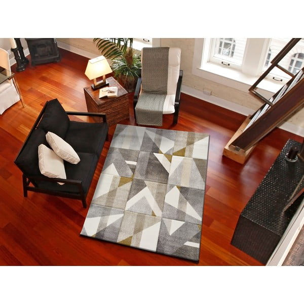 Pilkos ir geltonos spalvos kilimas Universal Bianca Dice, 120 x 170 cm-image-1