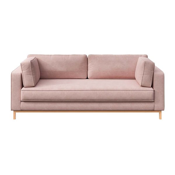 Sofa šviesiai rožinės spalvos iš velveto 222 cm Celerio – Ame Yens