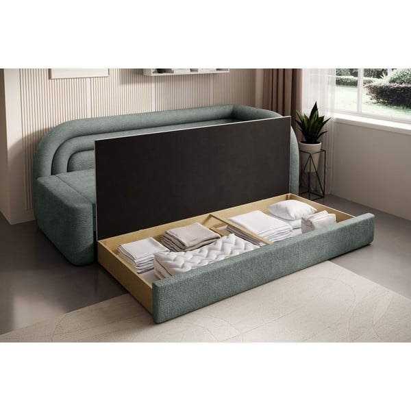 Žalios spalvos iš šenilinio audinio sulankstoma/su sandėliavimo vieta sofa su dešiniuoju kampu 223 cm Fabillo – ELTAP-image-4