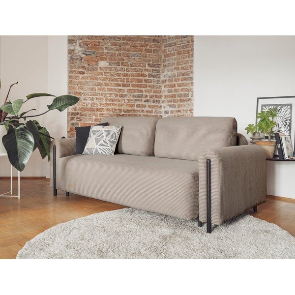 Šviesiai rudos spalvos iš kordinio velveto sulankstoma/su sandėliavimo vieta sofa 244 cm Arcadova – ELTAP-image-3