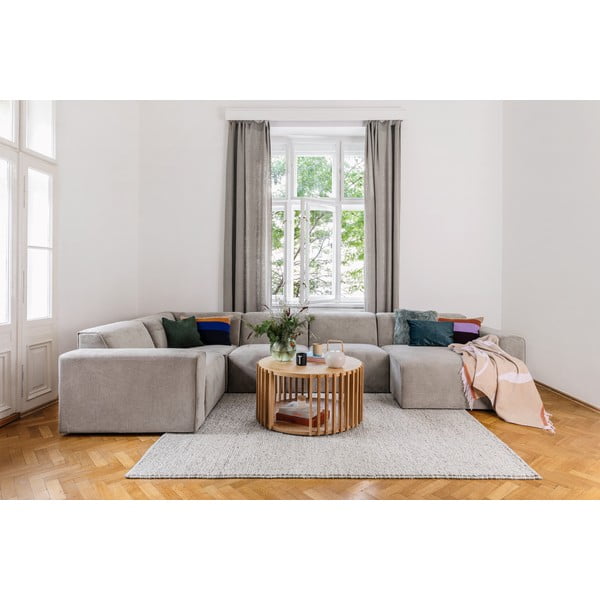 Geltonos spalvos aksominė kampinė modulinė sofa Scandic Sting, kairysis kampas-image-1