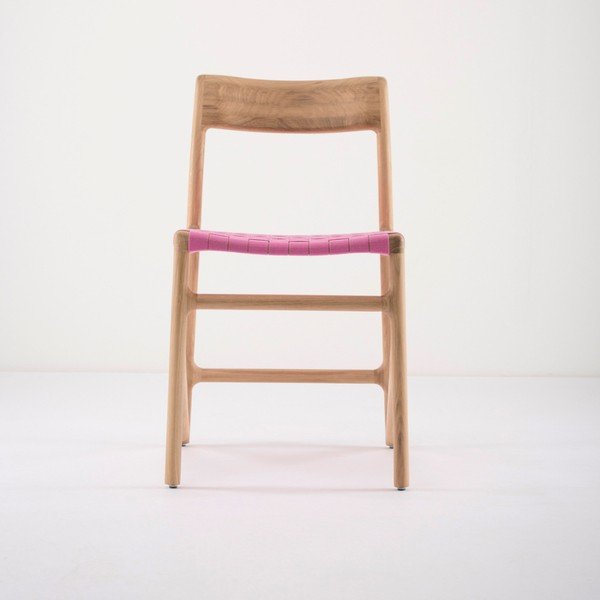 Valgomojo kėdė iš ąžuolo masyvo su rausva sėdyne "Gazzda Fawn-image-3