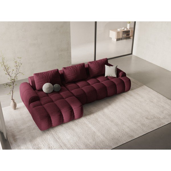 Bordo spalvos sulankstoma/su sandėliavimo vieta kampinė sofa (su kairiuoju kampu/su gultu) Linz – Cosmopolitan Design-image-1
