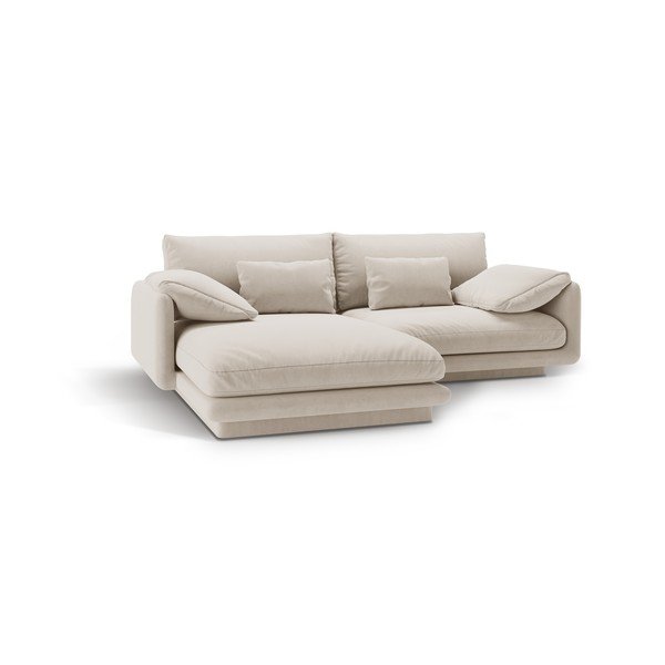 Iš velveto kampinė sofa baltos spalvos (su kairiuoju kampu/su gultu) Torino – Micadoni -image-2