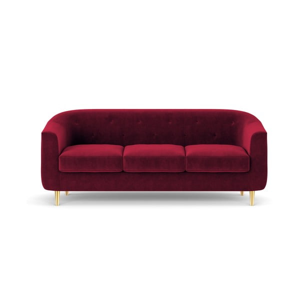 Raudona aksominė sofa Kooko Home Corde, 175 cm