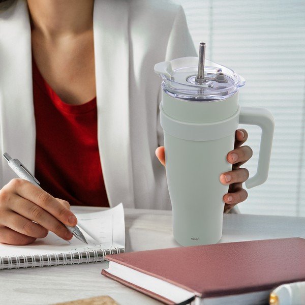 Šalavijo spalvos termo puodelis su šiaudeliu  1,2 l Termo – Orion-image-1