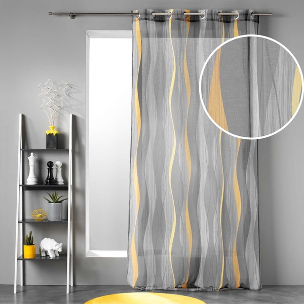 Pilkos spalvos iš šydo permatoma užuolaida 140x240 cm Ondulys – douceur d'intérieur-image-3