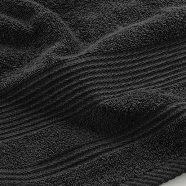 Juodos spalvos iš frote audinio iš medvilnės vonios rankšluostis 70x130 cm Tendresse – douceur d'intérieur-image-3