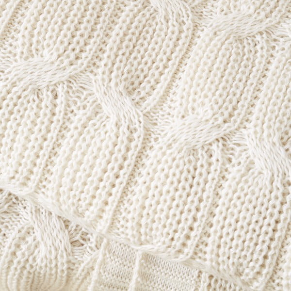 Balta/smėlio spalvos megzta antklodė ir pledas 130x170 cm Chunky Marl Knit – Catherine Lansfield-image-1