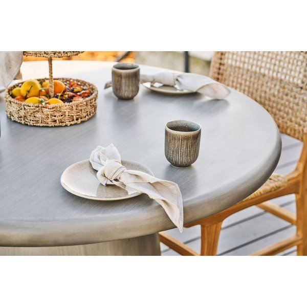 Pilkai smėlinės spalvos iš akmens masės lėkštės 4 vnt. ø 21 cm Viola – House Nordic-image-4