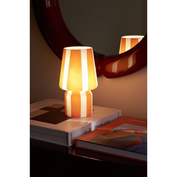 Raudonos spalvos/baltos spalvos iš stiklo stalinis šviestuvas (aukštis 21,5 cm) Carlo – Ellos Home-image-1