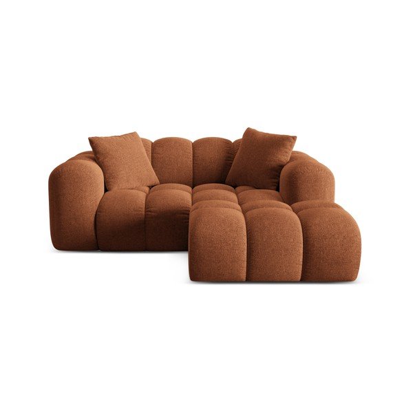Terakotos spalvos iš šenilinio audinio kampinė sofa (su dešiniuoju kampu/su gultu) Treno – Cosmopolitan Design