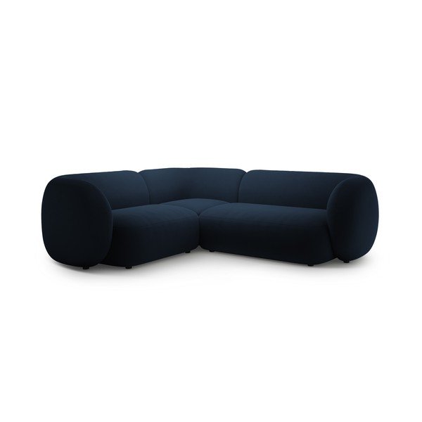 Mėlynos spalvos kampinė sofa iš velveto (su kairiuoju kampu/„L“ formos) Kate – Micadoni 