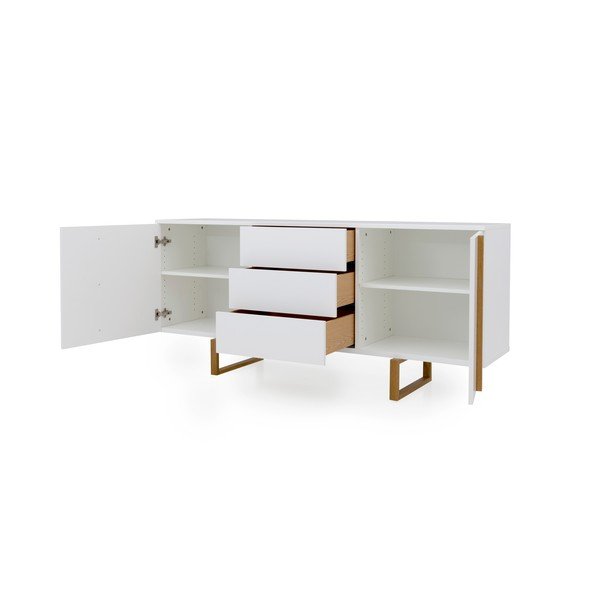 Balta komoda iš ąžuolo medienos Tenzo Birka, 176,5 x 78 cm-image-4