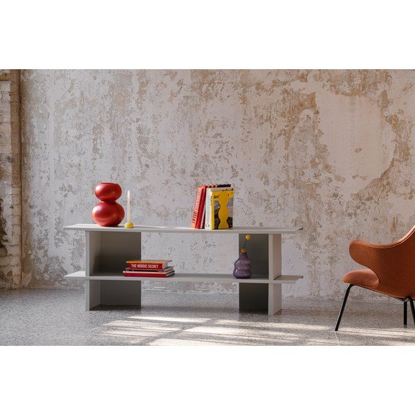 Šviesiai pilkos spalvos iš metalo pastatoma lentyna 160x57x37 cm Hes – noo.ma-image-1
