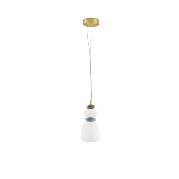 Baltos spalvos/auksinės spalvos iš metalo kabantis šviestuvas LED su pritemdymo funkcija ø 17 cm su porcelianiniu gaubtu/su stiklo gaubtu Palo – Nova Luce